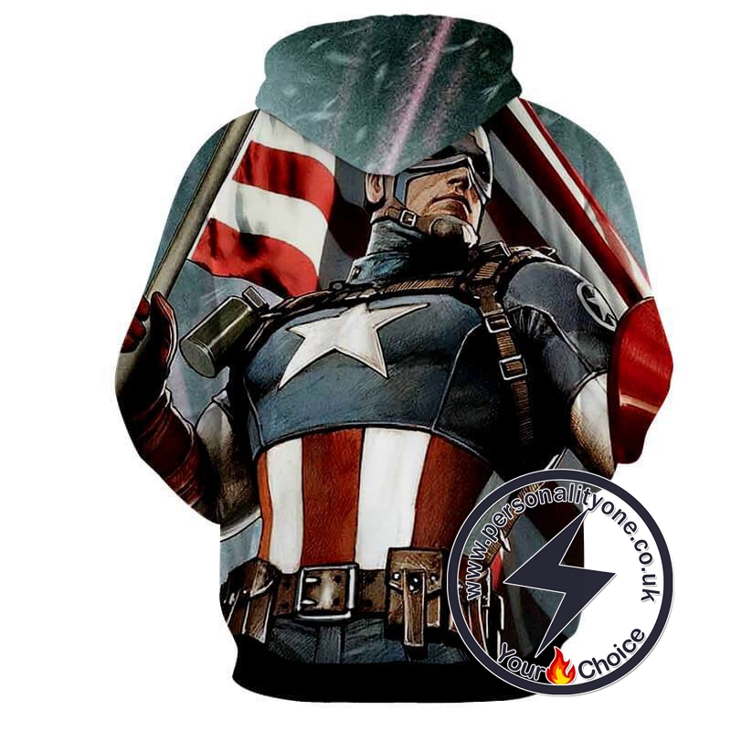 CAPTAIN AMERICA WITH FLAG 3D Hoodies - CAPTAIN AMERICA 3D